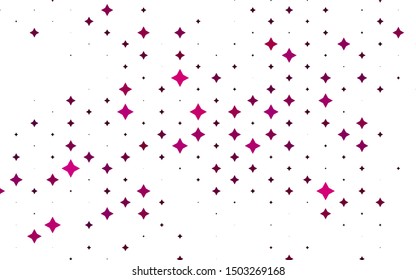 Light Purple vector template with sky stars. Shining colored illustration with stars. The pattern can be used for wrapping gifts.