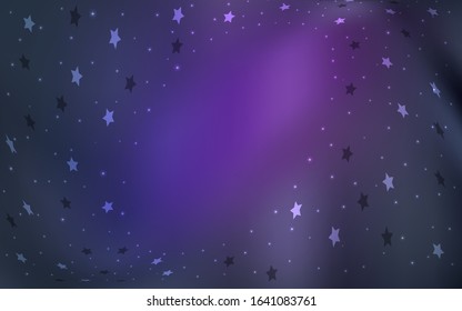 Light Purple vector template with sky stars. Blurred decorative design in simple style with stars. The template can be used as a background.