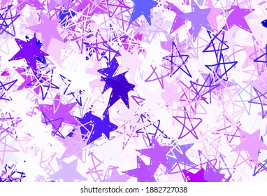 Hellviolette Vektorvorlage mit Sternen. Dekorative, leuchtende Illustration mit Sternen auf abstrakter Vorlage. Muster für Astronomie-Websites.