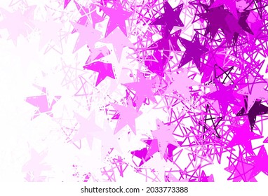 Light Purple vector template with sky stars. Stars on blurred abstract background with gradient. Pattern for astronomy websites.