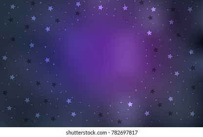 Light Purple vector template with sky stars. Blurred decorative design in simple style with stars. The template can be used as a background.