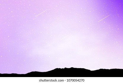 Light Purple vector template with space stars. Blurred decorative design in simple style with galaxy stars. Best design for your ad, poster, banner.
