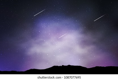 Light Purple vector template with space stars. Shining illustration with sky stars on abstract template. Template for cosmic backgrounds.