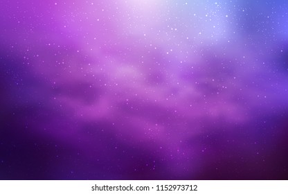 Light Purple vector template with space stars. Shining illustration with sky stars on abstract template. Pattern for futuristic ad, booklets.