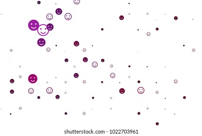 Light Purple vector template with sweet snacks. Glitter abstract sketch with smiley, icons. Beautiful design for your business advert.