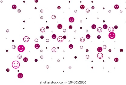 Light Purple vector template with sweet snacks. Colorful gradient Smiles on white background. Template for cheerful greeting postcards.
