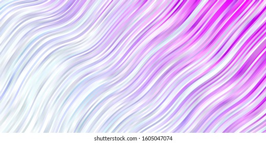 Light Purple vector template with wry lines. Abstract illustration with gradient bows. Pattern for booklets, leaflets.