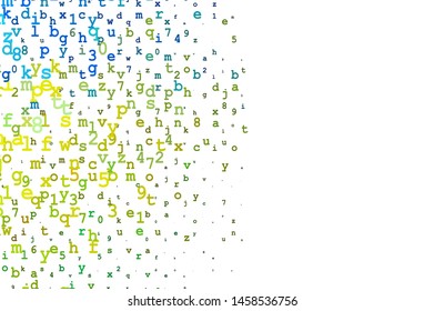 Light Purple vector texture with ABC characters. Abstract illustration with colored latin alphabet. The pattern can be used as ads, poster, banner for books.