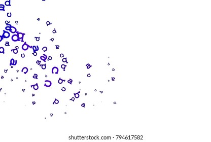 Light Purple vector texture with ABC characters. Shining colorful illustration with isolated letters. The pattern can be used as ads, poster, banner for books.