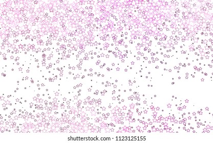 Light Purple vector texture with beautiful stars. Decorative shining illustration with stars on abstract template. The pattern can be used for wrapping gifts.