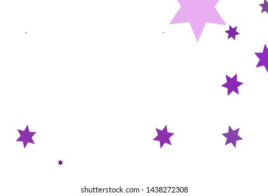 Light Purple vector texture with beautiful stars. Decorative shining illustration with stars on abstract template. Best design for your ad, poster, banner.