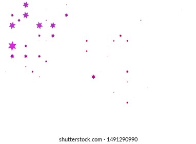 Light Purple vector texture with beautiful stars. Shining colored illustration with stars. Smart design for your business advert.