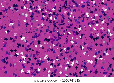 Light Purple vector texture with beautiful stars. Shining colored illustration with stars. Pattern for astronomy websites.