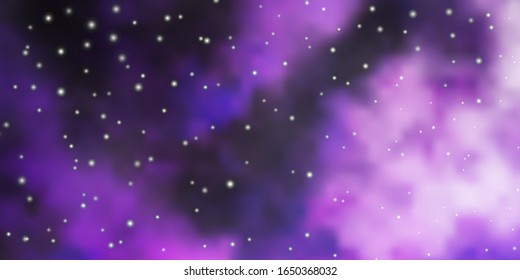 Light Purple vector texture with beautiful stars. Shining colorful illustration with small and big stars. Design for your business promotion.