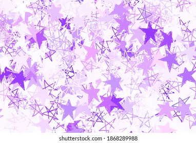 Light Purple vector texture with beautiful stars. Glitter abstract illustration with colored stars. Best design for your ad, poster, banner.