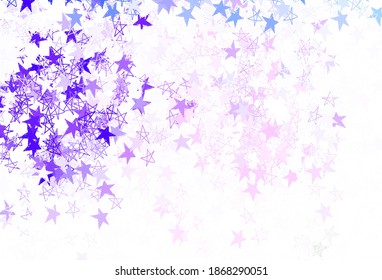 Light Purple vector texture with beautiful stars. Blurred decorative design in simple style with stars. Template for cosmic backgrounds.