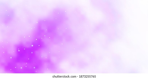 Light Purple vector texture with beautiful stars. Shining colorful illustration with small and big stars. Theme for cell phones.