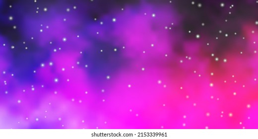 Textura vectorial púrpura clara con hermosas estrellas. Ilustración colorida en estilo abstracto con estrellas degradadas. Tema para teléfonos celulares.