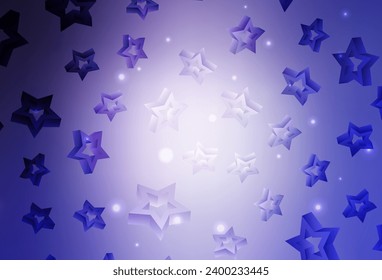 Light Purple vector texture with beautiful stars. Stars on blurred abstract background with gradient. Pattern for futuristic ad, booklets.