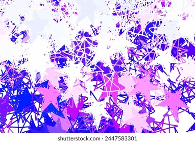 Light Purple vector texture with beautiful stars. Shining colored illustration with stars. Template for cosmic backgrounds.