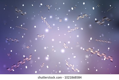 Light Purple vector texture with birthday confetti. Modern geometrical abstract illustration with carnival ribbons. New design for ad, poster, banner of your Party.