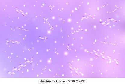 Light Purple vector texture with birthday confetti. Decorative shining illustration with ribbons on abstract template. The pattern can be used for birthday gifts, congratulations.