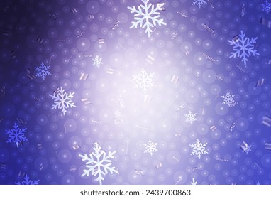 Light Purple vector texture in birthday style. Illustration with gradient Christmas balls, snowflakes. Smart design for promotion of university.