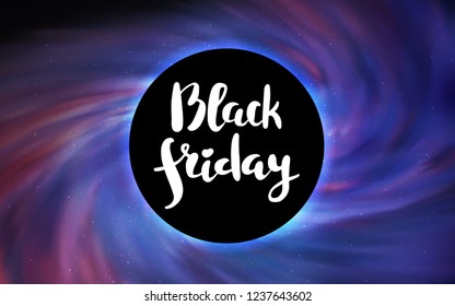Light Purple vector texture with a black hole, galaxy. Decorative design in space style with a black hole. Backdrop for super sales on Black Friday.