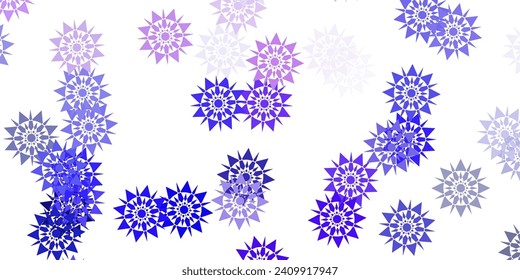Light purple vector texture with bright snowflakes. Colorful snow elements in decorative christmas style. New year websites pattern.