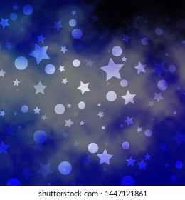 Light Purple vector texture with circles, stars. Colorful illustration with gradient dots, stars. Design for textile, fabric, wallpapers.