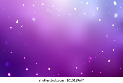 Light Purple vector texture with colored snowflakes. Snow on blurred abstract background with gradient. The template can be used as a new year background.