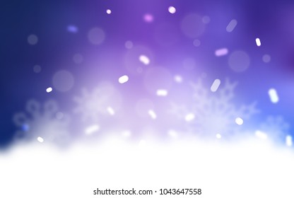 Light Purple vector texture with colored snowflakes. Shining colored illustration with snow in christmas style. The template can be used as a new year background.