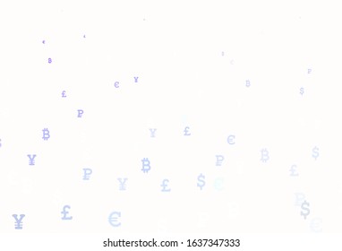 Light Purple vector texture with colored currency signs. Abstract illustration with colored financial digital symbols. Design for business advert of economic, wealth.
