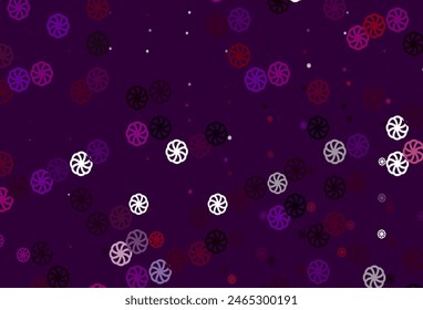 Light Purple vector texture with colored snowflakes. Modern geometrical abstract illustration with crystals of ice. The pattern can be used for new year leaflets.