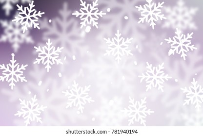 Light Purple vector texture with colored snowflakes. Glitter abstract illustration with crystals of ice. The pattern can be used for year new  websites.