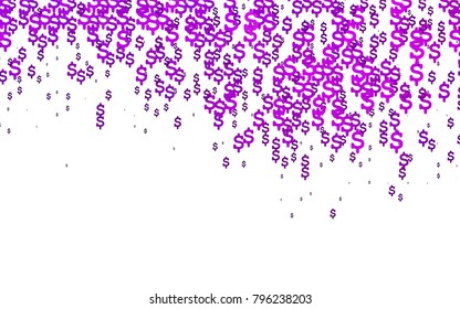 Light Purple vector texture with colored dollar signs. Blurred design in simple style with symbols of dollars. The pattern can be used as ads, poster, banner for payments.