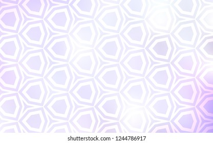 Light Purple vector texture with colorful hexagons. Colorful hexagons on blur backdrop. Design for your business advert.