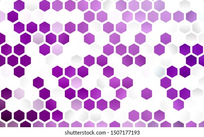 Light Purple vector texture with colorful hexagons. Glitter abstract illustration in hexagonal style. New design for website's poster, banner.