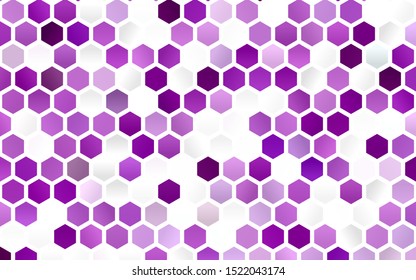 Light Purple vector texture with colorful hexagons. Glitter abstract illustration in hexagonal style. New design for website's poster, banner.