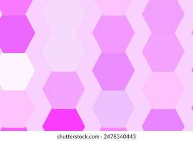 Textura de Vector púrpura claro con hexágonos de colores. Desenfocar el fondo con hexágonos coloridos. Patrón para anuncios, folletos.