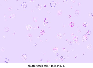 Light Purple vector texture with delicious snacks. Beautiful colorful illustration with food in doodle style. Design for ad, poster, banner of cafes or restaurants.
