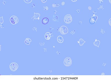 Light Purple vector texture with delicious snacks. Abstract background with colorful Fast Food illustrations. Pattern for menu of cafes, bars, restaurants.