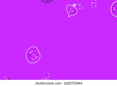 Light Purple vector texture with delicious snacks. Glitter abstract sketch with gourmet food. Pattern for ads of breakfast, lunch, dinner.