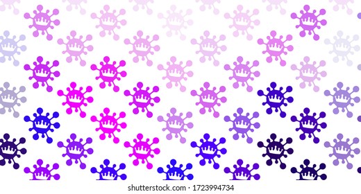 Textura vectorial púrpura clara con símbolos de la enfermedad. Ilustración abstracta con formas de degradado biológico. Mejor diseño para eventos de cuarentena.