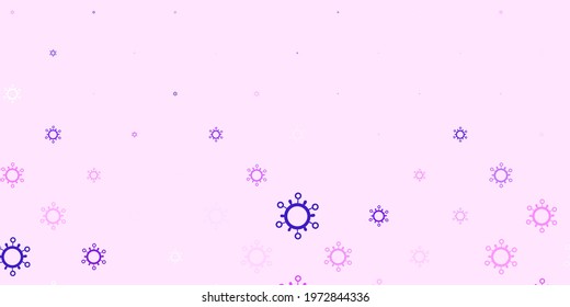 Light purple vector texture with disease symbols. Simple design in abstract style with infection forms. Simple drawing against danger fever.