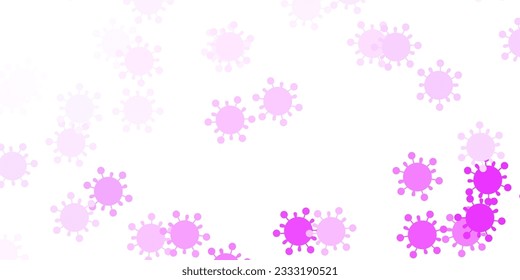 Textura vectorial púrpura clara con símbolos de la enfermedad. Ilustración inteligente con signos cómodos en estilo decorativo. Sencillo dibujo contra la fiebre de peligro.