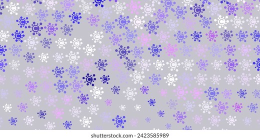 Textura vectorial púrpura clara con símbolos de la enfermedad. Ilustración abstracta colorida con formas médicas degradadas. Fondo de escritorio para la protección de la salud.