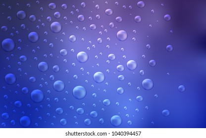Light Purple vector texture with disks. Glitter abstract illustration with blurred drops of rain. Pattern can be used as texture of water, rain drops.