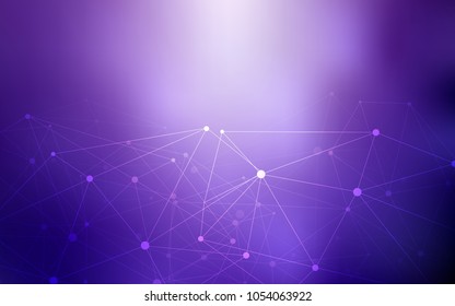 Light Purple vector texture with disks, lines. Design with connection of dots and lines on colorful background. Pattern can be used for futuristic ad, booklets.