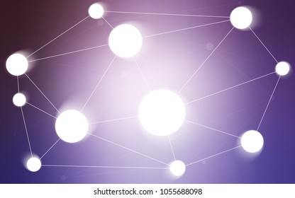 Light Purple vector texture with disks, lines. Design with connection of dots and lines on colorful background. Pattern can be used as texture of wallpapers.